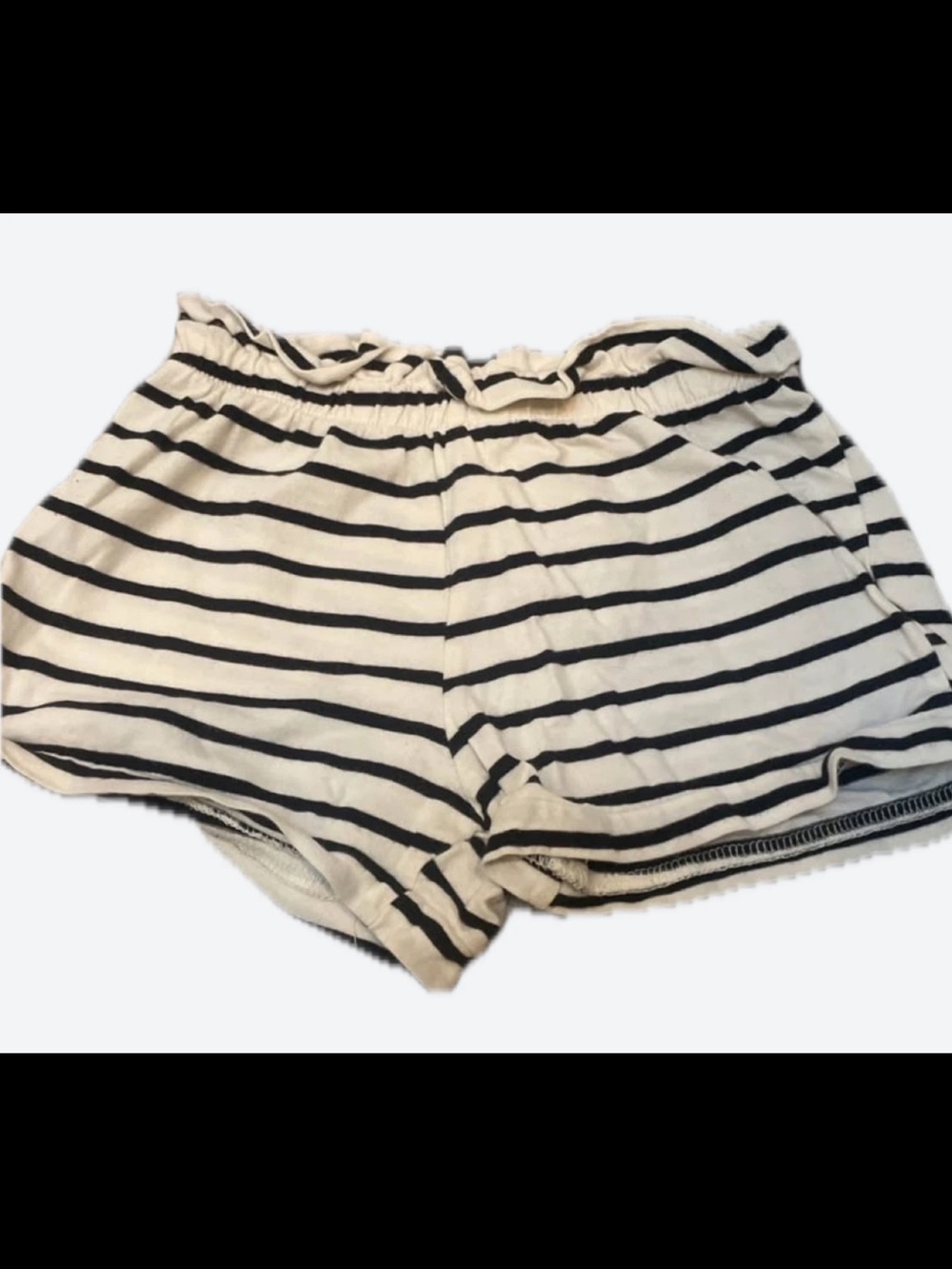 mini mioche Girls' Black & White Stripe Shorts - Casual Elastic Waist